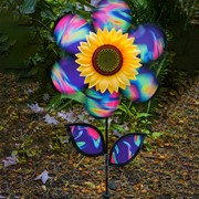 In the Breeze 12" Blue Psychedelic Sunflower with Leaves 2645 View 3