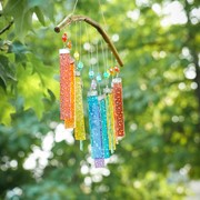 In the Breeze Rainbow Textured Glass Mobile Wind Chime 7025 View 3