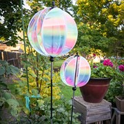 In the Breeze 8.5" Striped Iridescent Gazing Ball Spinner 2636 View 3