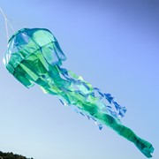 In the Breeze 40" Teal Iridescent Jellyfish 3D Windsock 5257 View 3