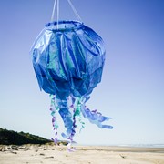 In the Breeze 50-inch Blue Iridescent Jellyfish 3D Windsock 5259 View 3