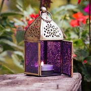 In the Breeze Mini Purple Square Glass Tealight Lantern 9203 View 3