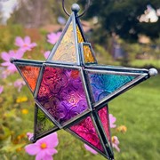 In the Breeze Rainbow 5-Point Star Hanging Tealight Lantern 9216 View 3