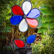 In the Breeze 12" Red, White & Blue Sparkle Flower with Leaves 2754 View 4