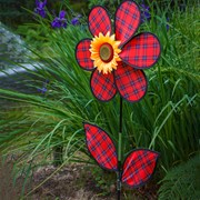 In the Breeze 16" Red Plaid Flower with Leaves 2651 View 4