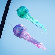In the Breeze 40" Teal Iridescent Jellyfish 3D Windsock 5257 View 4