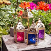 In the Breeze Mini Purple Square Glass Tealight Lantern 9203 View 4