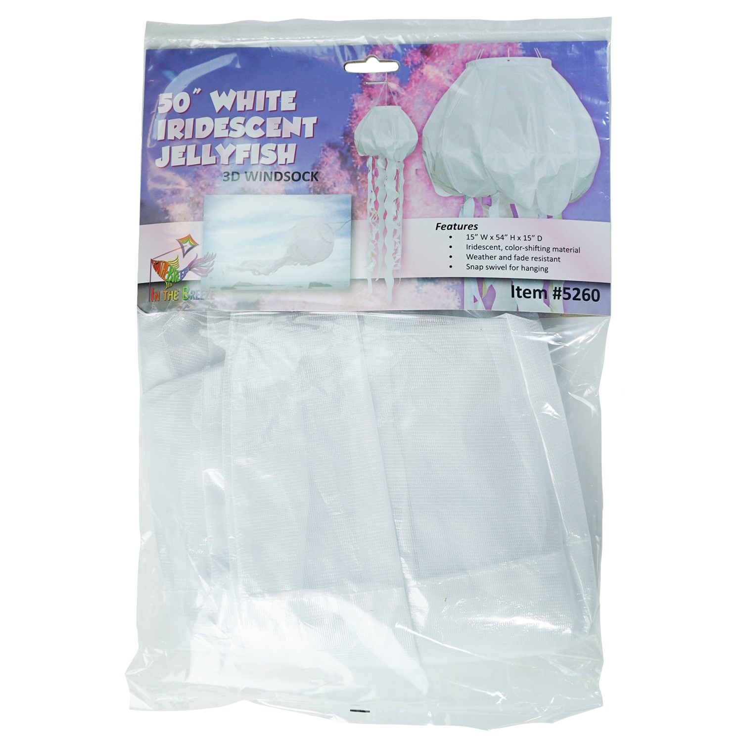White Iridescent Jellyfish 3D Windsock | In the Breeze | Wholesale