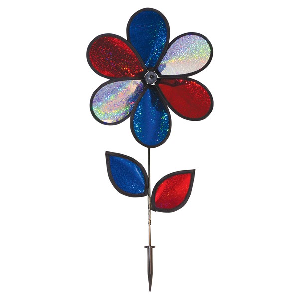 In the Breeze 12" Red, White & Blue Sparkle Flower with Leaves 2754