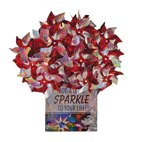 In the Breeze Red & Silver Spirit Pinwheels 48 PC POP Display 2761-BOX