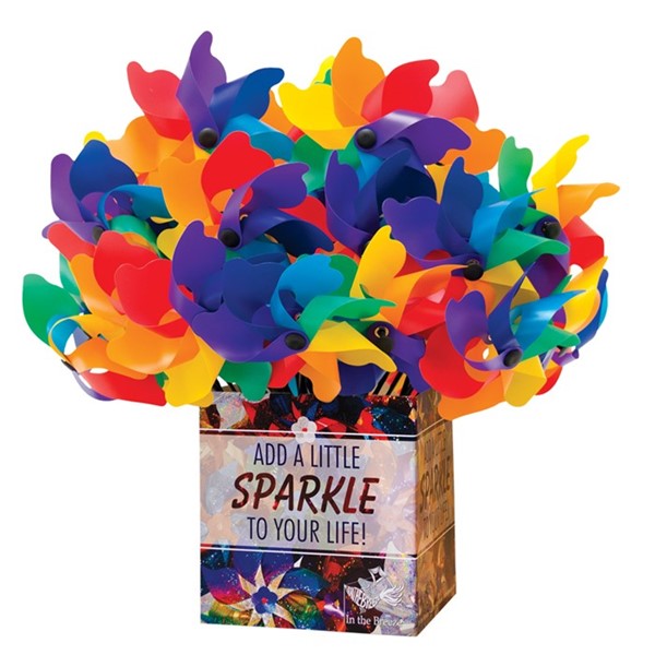 12-Inch In the Breeze Silver Sparkle Pinwheel Spinner 