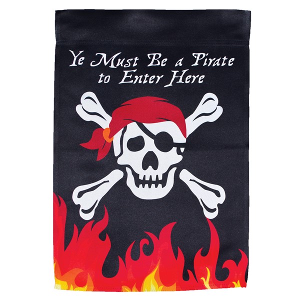 In the Breeze Skull 'n Flames Lustre Garden Flag 7409