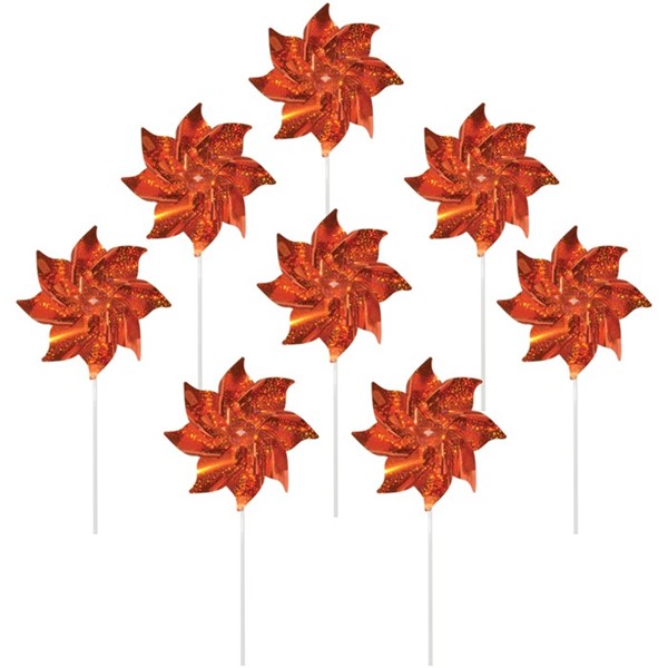 Orange Mylar Pinwheels - 8 PC