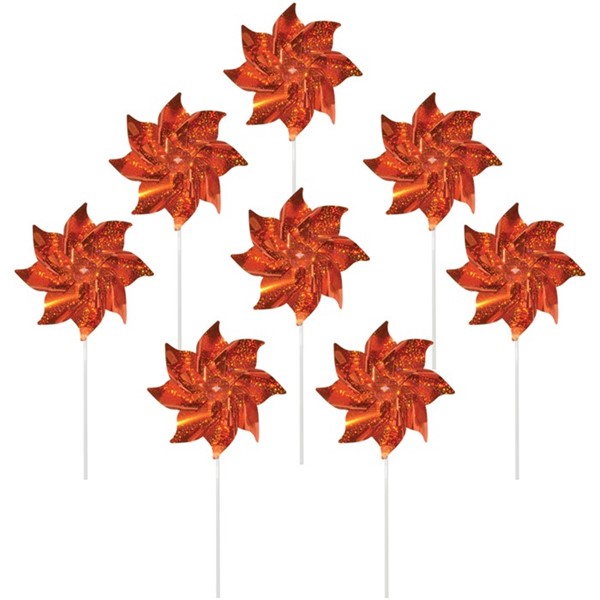 In the Breeze Orange Mylar Pinwheels - 8 PC 2707