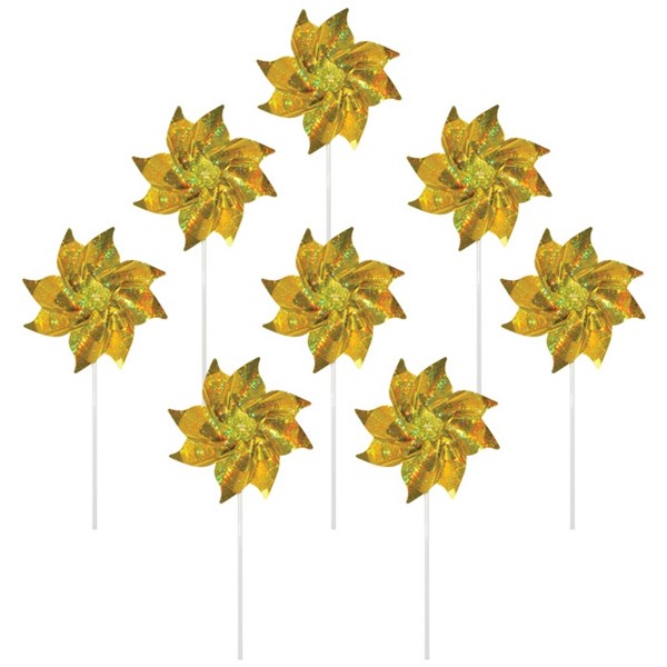 In the Breeze Gold Mylar Pinwheels - 8 PC 2708