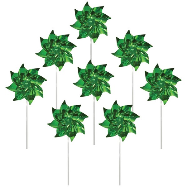 Green Mylar Pinwheels - 8 PC