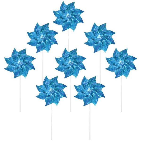 Teal Mylar Pinwheels - 8 PC