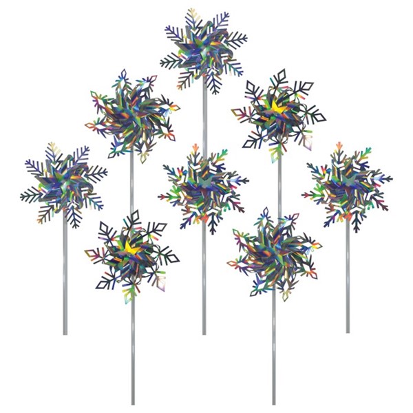 8" Snowflake Pinwheels - 8 PC Assortment