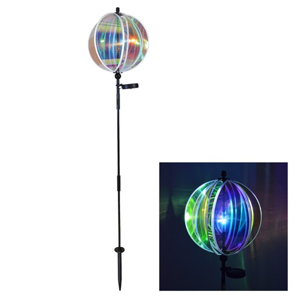 In the Breeze Iridescent 11" Gazing Ball Spinner with Solar Light 2657
