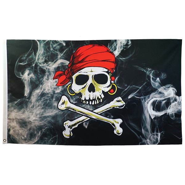 In the Breeze Smokin' Pirate Printed 3x5 Double Sided Grommet Flag 3713
