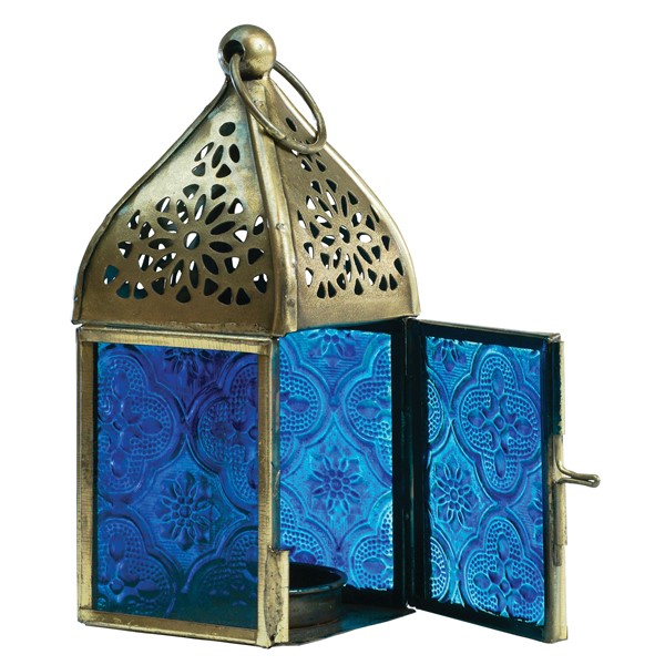 In the Breeze Mini Blue Square Glass Tealight Lantern 9201