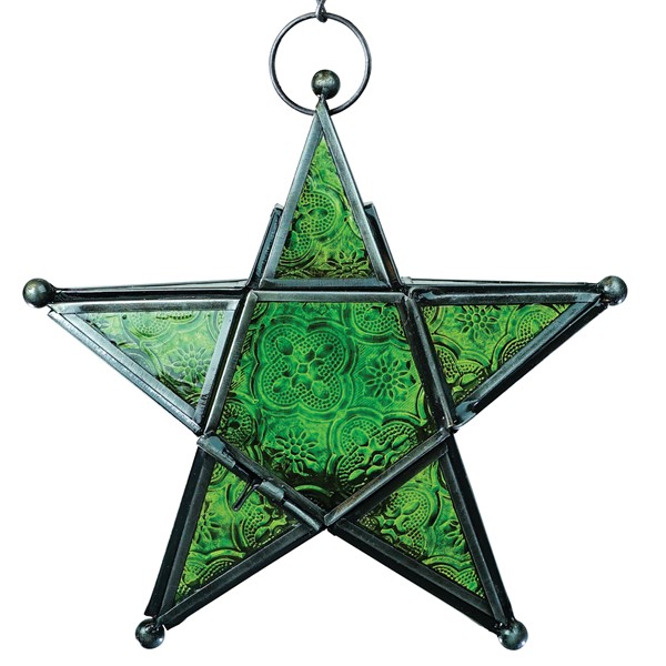 In the Breeze Green 5-Point Star Hanging Tealight Lantern 9218