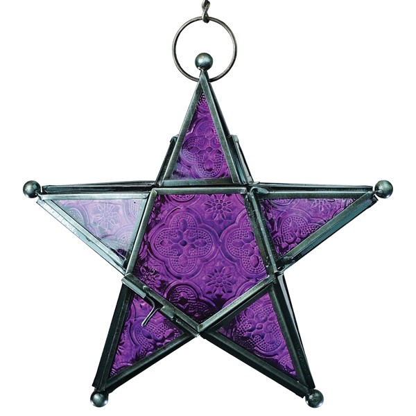 In the Breeze Purple 5-Point Star Hanging Tealight Lantern 9219
