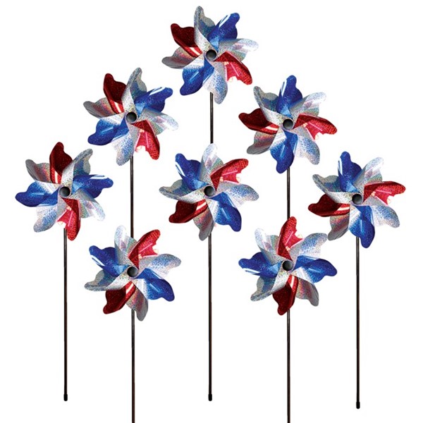 View Red, White & Blue Sparkle Pinwheel Spinner - 8 PC