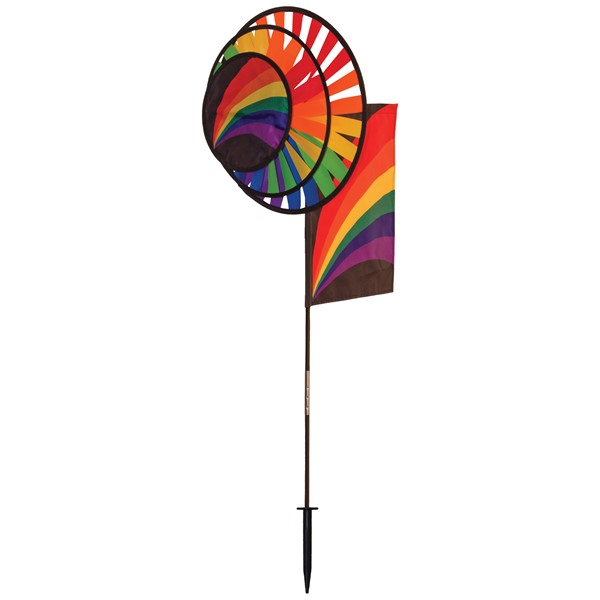 View Rainbow Dual Wheel Spinner with Garden Flag