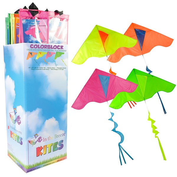 View Colorblock Delta Kite with Twister Tail 24 PC Display