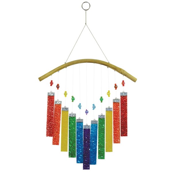 View Rainbow Textured Glass Mobile Wind Chime