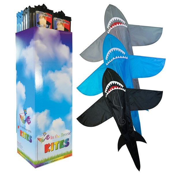 View 5' Solid Color Shark Kites 25 PC Display